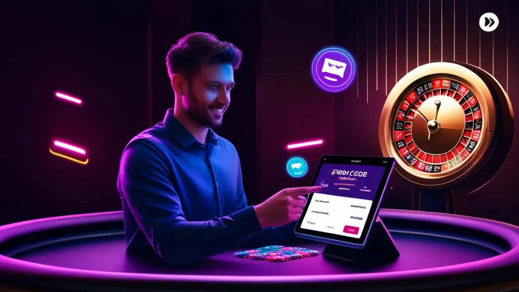 Casino cashier screen with a promo code being entered