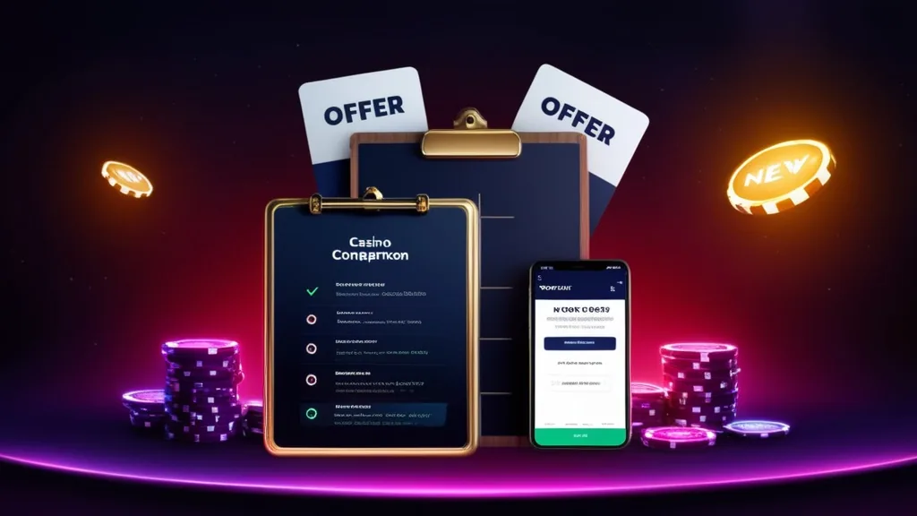 Checklist and offer cards used to compare casino bonuses safely