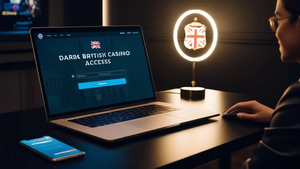 A laptop and phone showing secure login access for British players